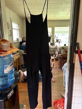 Black Women's Jumpsuit with Slim Straps
